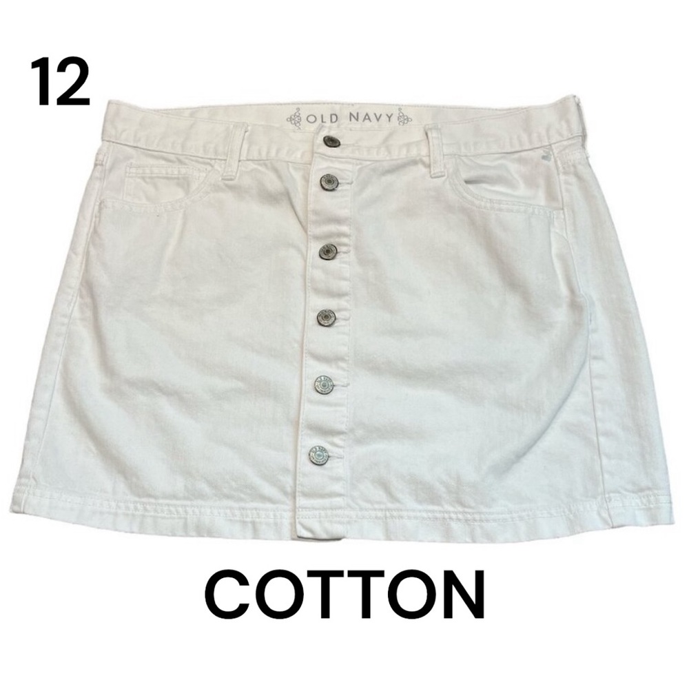 OLD NAVY Mini Skirt Denim White Size 12 Cotton